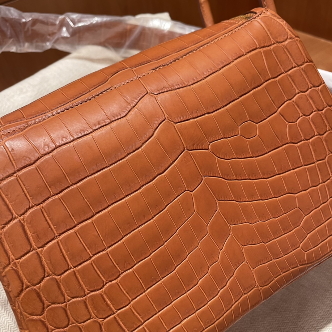 에르메스 린디백26 골드브라운 금장 악어가죽